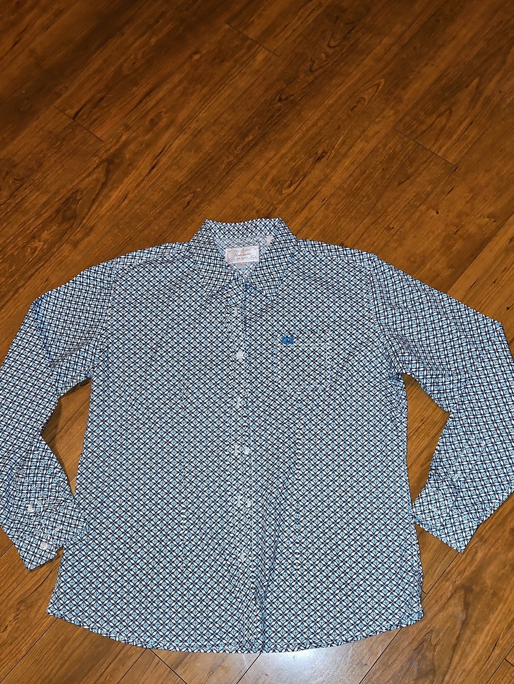 Panhandke Men's Blue Patterned Button-Down Shirt
